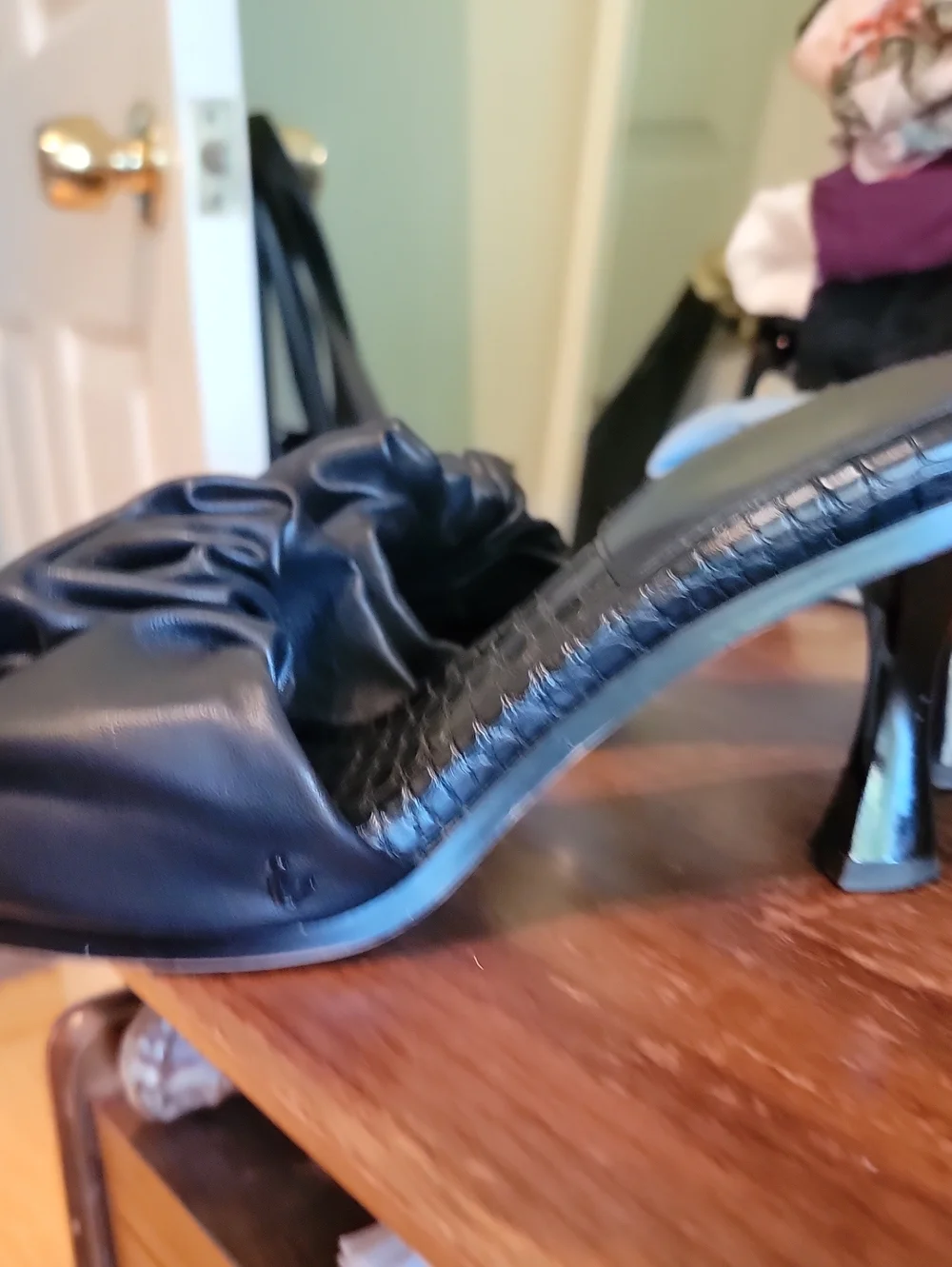 Circus by Sam Edelman Black Ruched Slide Heel Sandal